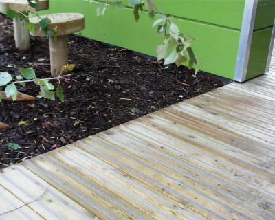 Timber decking photo of athe DFES Growing Schools Garden 04