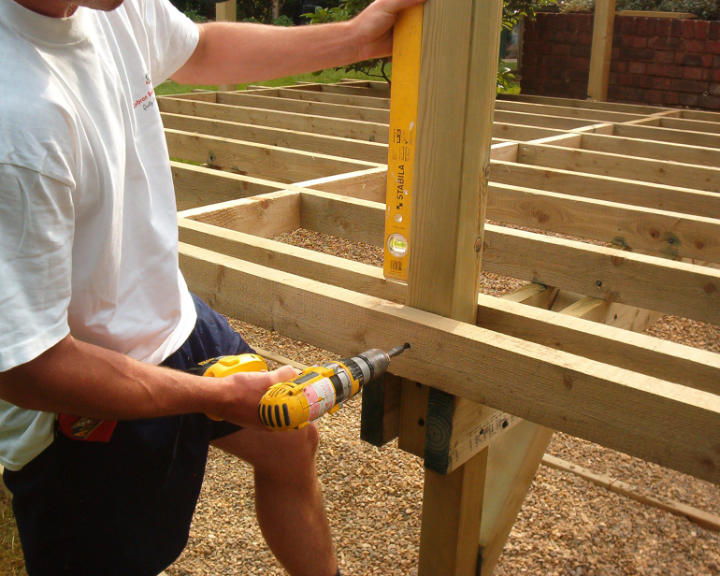 Secure newel posts with bolts or landscape screws